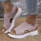 👡LAST DAY SALE £11.99! ✨Women Breathable Hollow Knit Platform Slide Sandals, Soft Cushioned Open Toe Slip-On Summer Wedge Sandals