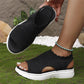 👡LAST DAY SALE £11.99! ✨Women Breathable Hollow Knit Platform Slide Sandals, Soft Cushioned Open Toe Slip-On Summer Wedge Sandals