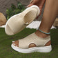 👡LAST DAY SALE £11.99! ✨Women Breathable Hollow Knit Platform Slide Sandals, Soft Cushioned Open Toe Slip-On Summer Wedge Sandals