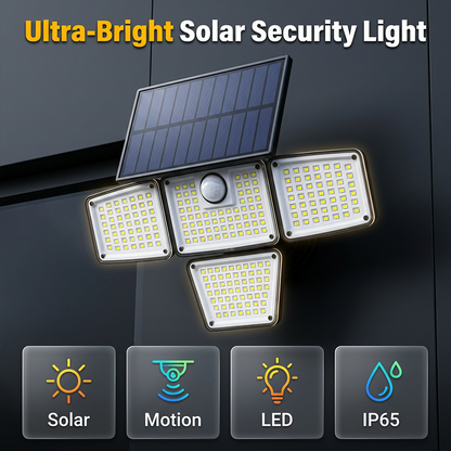 💡50% OFF NOW! Solar Motion Sensor Security Light – Ultra-Bright LED Outdoor Solar Light, IP65 Waterproof 4-Head Solar Wall Light with Motion Detector for Yard, Garage & Patio