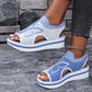 👡Limited Time Offer £14.98!🌴Women Fly-Knit Peep-Toe Platform Wedge Sandals, Breathable Arch Support Cushioned Slip-On Summer Beach Holiday Shoes