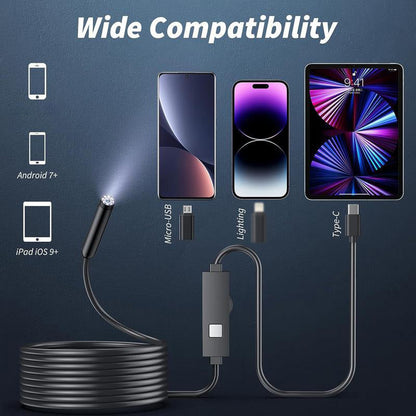 🔍50% OFF NOW! 1920P HD Endoscope Camera for iPhone & Android, Adjustable‑LED Flexible Inspection Scope, Waterproof Borescope Camera for Car Repair, Pipe Checking & Home Maintenance