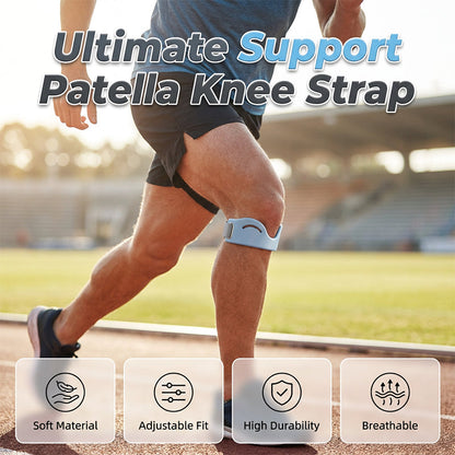 🦵LAST DAY SPECIAL £7.99! 🎁Buy 2 Get 1 Free! Adjustable Breathable Patella Knee Strap – Shock Absorbing Support Brace for Running, Gym, Hiking & Sports, Relieve Knee Pressure