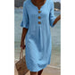 👗 LIMITED-TIME 50% OFF! Women’s Solid V-Neck Ruffle Half Sleeve Midi Dress, Casual Loose Summer Holiday Dress