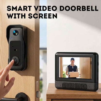 🔔50% OFF NOW! Wireless Smart Video Doorbell with Display Screen,1080P HD Two‑Way Audio Doorbell Camera, Motion Detection Night Vision Home Security Intercom, Easy Installation for Front Door