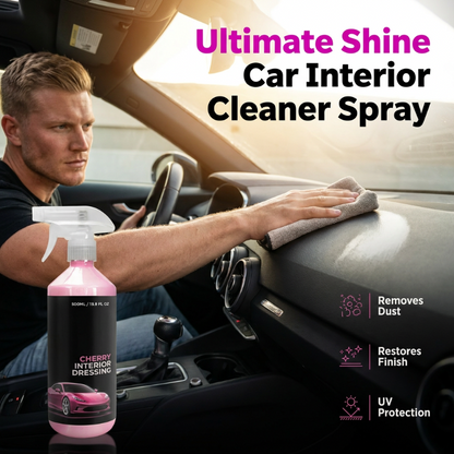 🚗50% OFF HOT SALE! 🧴Cherry Scent Multi-Surface Car Interior Cleaner Spray, Dust Remover Restores Gloss Finish with UV Protection for Dashboard Leather Plastic