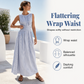 👗LIMITED-TIME 50% OFF! Women Sleeveless Striped Waist Defining Maxi Dress, Crisscross Wrap Waist Flowy Long Dress for Beach Vacation Daily Casual
