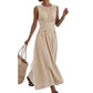 👗LIMITED-TIME 50% OFF! Women Sleeveless Striped Waist Defining Maxi Dress, Crisscross Wrap Waist Flowy Long Dress for Beach Vacation Daily Casual