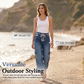 👖50% OFF NOW! Women Wide Leg Denim Cargo Pants – Relaxed Fit, Adjustable Drawstring Waist, Multi Side Pockets, Premium Soft Blend Fabric Casual Trousers