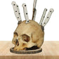 💀Limited Time 50% OFF! 🗡️Creative Skull Resin Knife Holder, Unique Gothic Kitchen Counter Knife Storage Rack, Spooky Decor Cutlery Organizer
