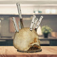 💀Limited Time 50% OFF! 🗡️Creative Skull Resin Knife Holder, Unique Gothic Kitchen Counter Knife Storage Rack, Spooky Decor Cutlery Organizer
