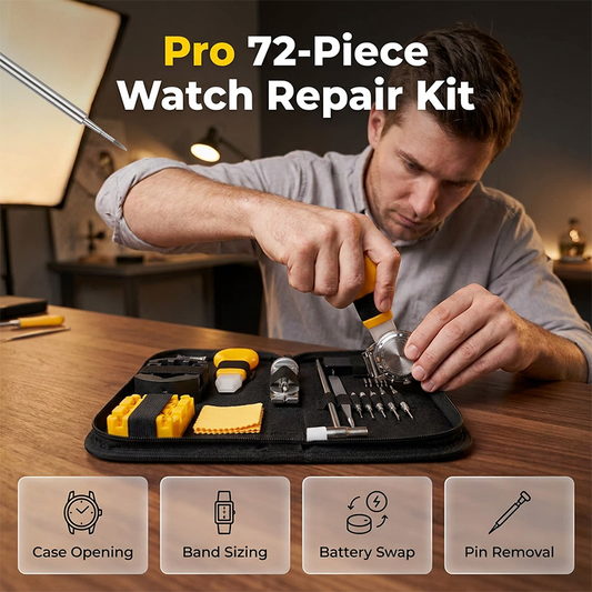 ⌚50% OFF NOW! Complete 72‑Piece Watch Repair Kit, Professional Watch Tool Set for Case Opening, Band Sizing, Battery Swap & Pin Removal, Portable Watch Maintenance Tools with Storage Carry Bag