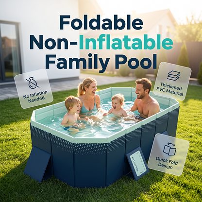 💦50% OFF HOT SUMMER SALE! 🏊 Foldable Non-Inflatable Family Swimming Pool, Thickened PVC Quick Fold Kiddie Pool with Fast Drainage for Backyard Garden