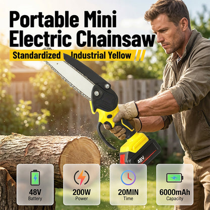 ⏰50% OFF NOW! Ergonomic Mini Electric Chainsaw with Safety Lock‑48V Cordless Handheld Portable Mini Saw, 200W Power Rechargeable 6000mAh Battery for Tree Trimming, Wood Cutting & Garden Pruning