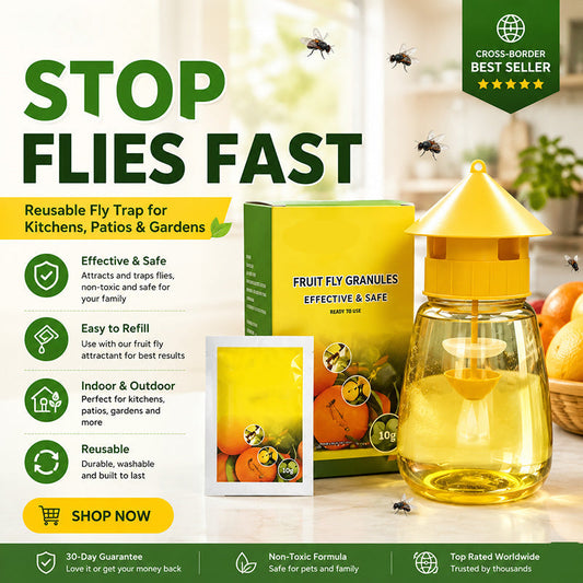 ⏳Final 3 Hours Flash Sale £7.99! 🍊Reusable Hanging Fruit Fly Trap with Attractant Granules, Non-Toxic Fly Catcher for Kitchen Patio Garden Indoor & Outdoor Use