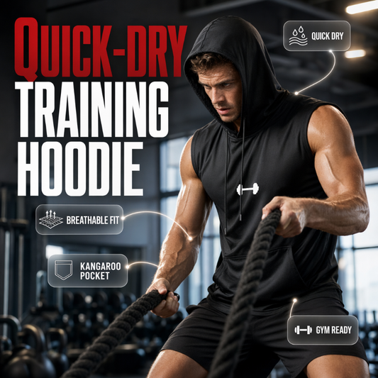 🏋️50% OFF NOW ! ⚡Men Quick-Dry Sleeveless Training Hoodie Vest – Breathable Lightweight Fabric, Kangaroo Pocket, Maximum Mobility, Gym Workout & Running Athletic Top