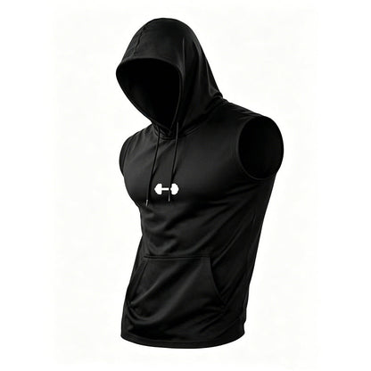 🏋️50% OFF NOW ! ⚡Men Quick-Dry Sleeveless Training Hoodie Vest – Breathable Lightweight Fabric, Kangaroo Pocket, Maximum Mobility, Gym Workout & Running Athletic Top