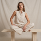 👗 LIMITED-TIME 50% OFF! Women's Stand Collar Sleeveless Top & Wide Leg Pants 2 Piece Linen Outfit Set