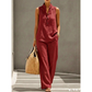👗 LIMITED-TIME 50% OFF! Women's Stand Collar Sleeveless Top & Wide Leg Pants 2 Piece Linen Outfit Set