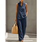 👗 LIMITED-TIME 50% OFF! Women's Stand Collar Sleeveless Top & Wide Leg Pants 2 Piece Linen Outfit Set