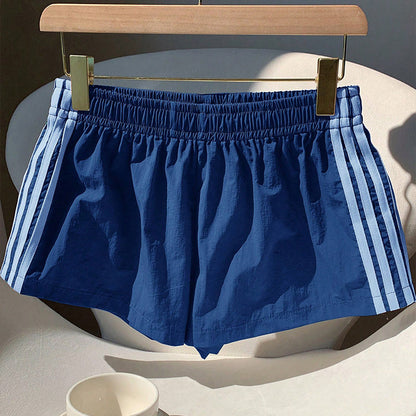 🏆 LIMITED-TIME 50% OFF! ✨Women Striped Elastic Waist Athletic Sports Shorts, Loose Lightweight Moisture Wicking Summer Training Shorts 💕