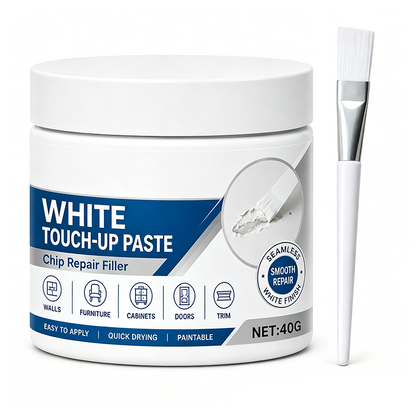 🪑50% OFF LIMITED PROMO! White Seamless Touch-Up Paste with Free Brush, Quick Dry Waterproof Repair Filler for Walls Cabinets Doors Furniture Chips Scratches Cracks