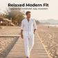 👔50% OFF NOW! Men Minimalist 2-Piece Casual Outfit Set – Stand Collar Button Shirt & Relaxed Drawstring Trousers, Breathable Fabric, Resort & Daily Wear Suit