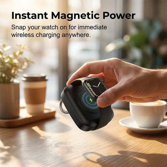 ⌚50% OFF NOW ! 🔑Portable Keychain Smart Watch Charger – Magnetic Wireless Charger, Pocket-Sized, Travel Emergency Power Bank Compatible with Smartwatches