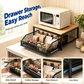 🏠50% OFF NOW ! ✨2-Tier Kitchen Microwave Stand with Slide-Out Storage Drawer – Space-Saving, Heavy Duty, Countertop Appliance Organizer Rack