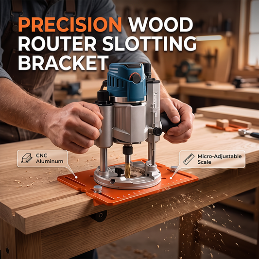 🔧 50% OFF NOW! Aluminum Alloy Wood Router Slotting Bracket Guide Tool‑CNC Machined Precision Router Jig with Micro‑Adjust Scale, Woodworking Slot Cutting Auxiliary Base for DIY Carpentry Projects