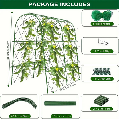 🌱50% OFF NOW! Modular Arched Plant Trellis System, Stable Arch Support Trellis, Rust‑Resistant Galvanized Steel, Adjustable Width & Height for Climbing Vegetables Cucumber Vine Plants