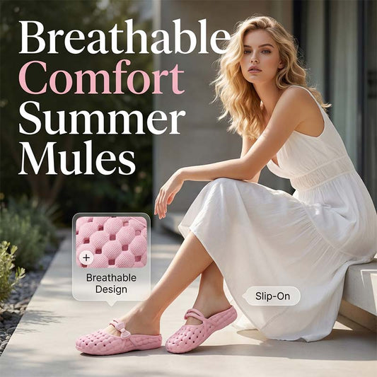 👡 LAST DAY SALE – ONLY ￡12.99‼️Breathable Bow Mules, Stylish Soft Slip-On Hollow Out Summer Mule Shoes ✨