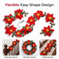 🎄50% OFF NOW! Christmas Poinsettia Flower String Lights, Velvet Petal Artificial Poinsettia Garland with Warm LED Glow, Battery‑Powered Xmas Decorative Lights for Indoor Holiday Home Party Decoration