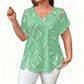 👗 LIMITED-TIME 50% OFF! Women’s Heart Print Cutout Lace-Up Short Sleeve Top, Casual V-Neck Daily Blouse