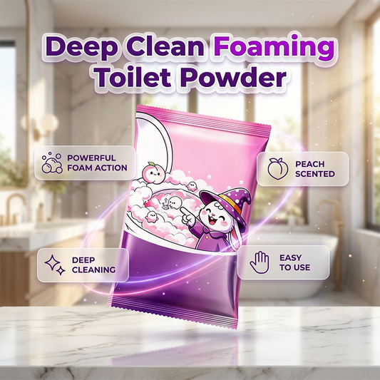 🚽50% OFF NOW! Automatic Foaming Toilet Bowl Cleaner Powder – Peach Scented Deep Clean Toilet Cleaning Powder, Powerful Stain & Limescale Remover, Easy Use Bathroom Cleaner for Home