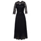 👗 LIMITED-TIME 50% OFF! Women's 3/4 Sleeve Lace Chiffon Maxi Dress, Formal Evening Wedding Guest Long Gown