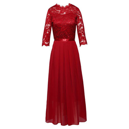 👗 LIMITED-TIME 50% OFF! Women's 3/4 Sleeve Lace Chiffon Maxi Dress, Formal Evening Wedding Guest Long Gown