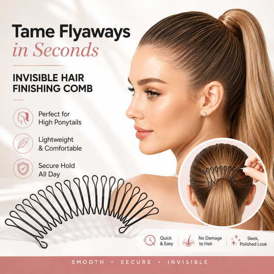 50% OFF NOW! Flexible Invisible Grip Flyaway Hair Comb – Secure Hold Hair Finishing Comb for High Ponytails, Lightweight No Damage Hair Styling Tool for Sleek Polished Look