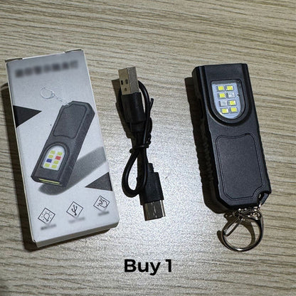 🔦50% OFF LIMITED TIME! Magnetic Mini Keychain Flashlight, 25g Ultralight Pocket Torch with Strong Magnetic Base, Red Blue Warning Light, Rechargeable Hands-Free LED Flashlight for Repair, Camping, Emergency Daily Carry