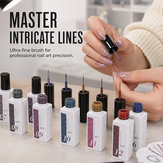 💅 LAST DAY SALE 50% OFF⚡50K+ SOLD! Reflective Glitter Gel Nail Polish Liner – Ultra-Fine Brush for Precision DIY Nail Art Lines