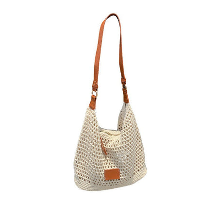 👜 LIMITED-TIME 50% OFF! Roomy Crochet Woven Shoulder Bag, Breathable Hollow Out Summer Beach Tote Handbag ✨