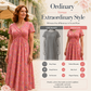 👗 50% OFF NOW! 💐Women's V-Neck Floral Twist Waist Midi Dress – with Side Pockets, Soft Flowy Casual Summer Dress