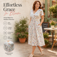 👗 50% OFF NOW! 💐Women's V-Neck Floral Twist Waist Midi Dress – with Side Pockets, Soft Flowy Casual Summer Dress