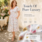 👗 50% OFF NOW! 💐Women's V-Neck Floral Twist Waist Midi Dress – with Side Pockets, Soft Flowy Casual Summer Dress