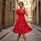 👗 50% OFF NOW! 💐Women's V-Neck Floral Twist Waist Midi Dress – with Side Pockets, Soft Flowy Casual Summer Dress