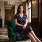 👗 50% OFF NOW! 💐Women's V-Neck Floral Twist Waist Midi Dress – with Side Pockets, Soft Flowy Casual Summer Dress