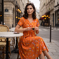 👗 50% OFF NOW! 💐Women's V-Neck Floral Twist Waist Midi Dress – with Side Pockets, Soft Flowy Casual Summer Dress