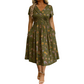 👗 50% OFF NOW! 💐Women's V-Neck Floral Twist Waist Midi Dress – with Side Pockets, Soft Flowy Casual Summer Dress