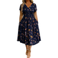 👗 50% OFF NOW! 💐Women's V-Neck Floral Twist Waist Midi Dress – with Side Pockets, Soft Flowy Casual Summer Dress