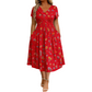 👗 50% OFF NOW! 💐Women's V-Neck Floral Twist Waist Midi Dress – with Side Pockets, Soft Flowy Casual Summer Dress